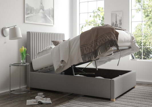 Levisham Ottoman Grey Saxon Twill Bed Frame Only Bed time4sleepadmin