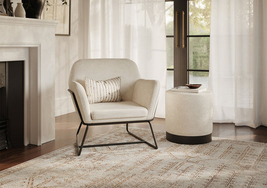 Sennen Ivory Boucle Upholstered Accent Armchair Furniture LPD Furniture