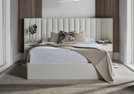 Serenity Upholstered Cream Ottoman Hotel Bed Frame Bed Ritz Panel Double