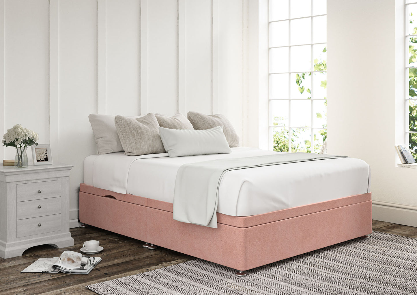 Ottoman Side Lift Upholstered Base Only Bed time4sleepadmin Single Arlington Candyfloss