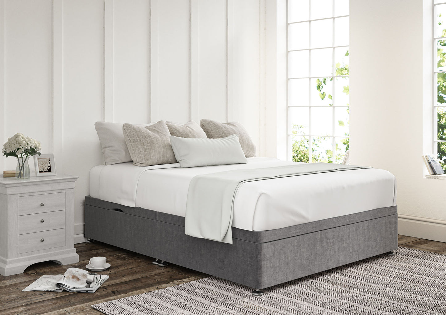 Ottoman Side Lift Upholstered Base Only