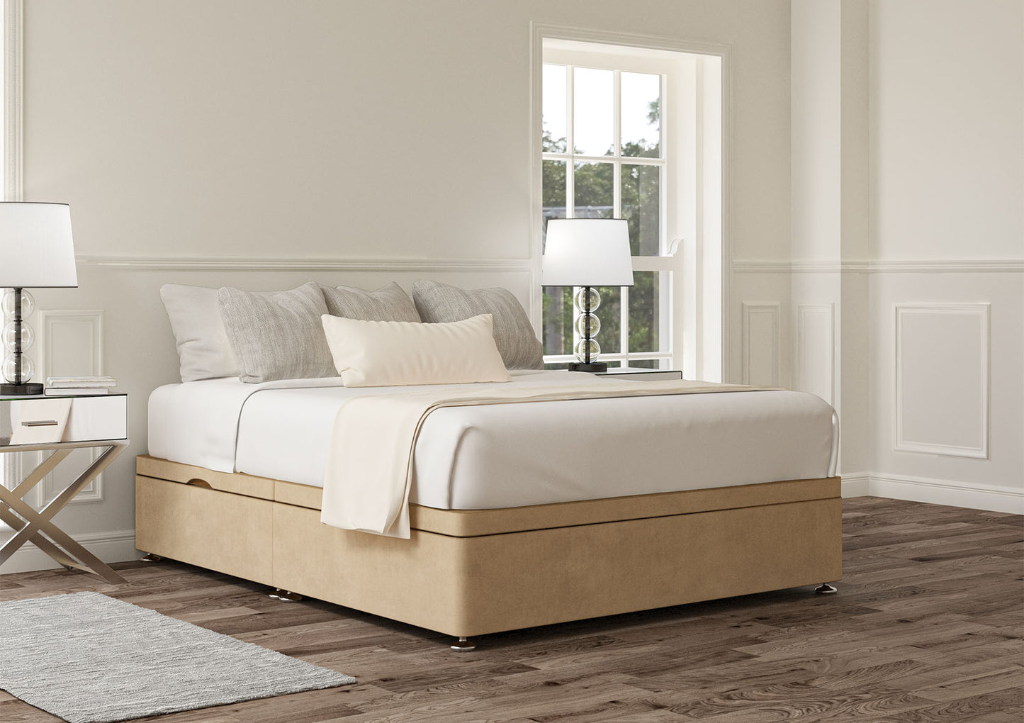 Ottoman Side Lift Upholstered Base Only Bed time4sleepadmin Single Plush Mink