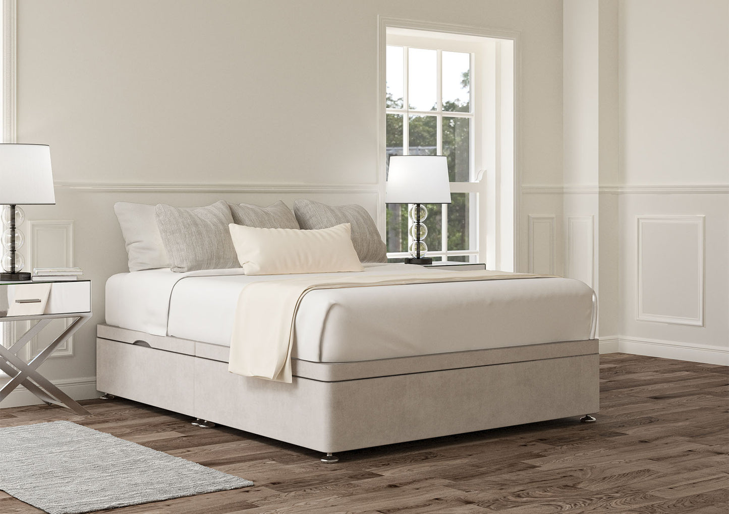 Ottoman Side Lift Upholstered Base Only Bed time4sleepadmin Single Plush Silver