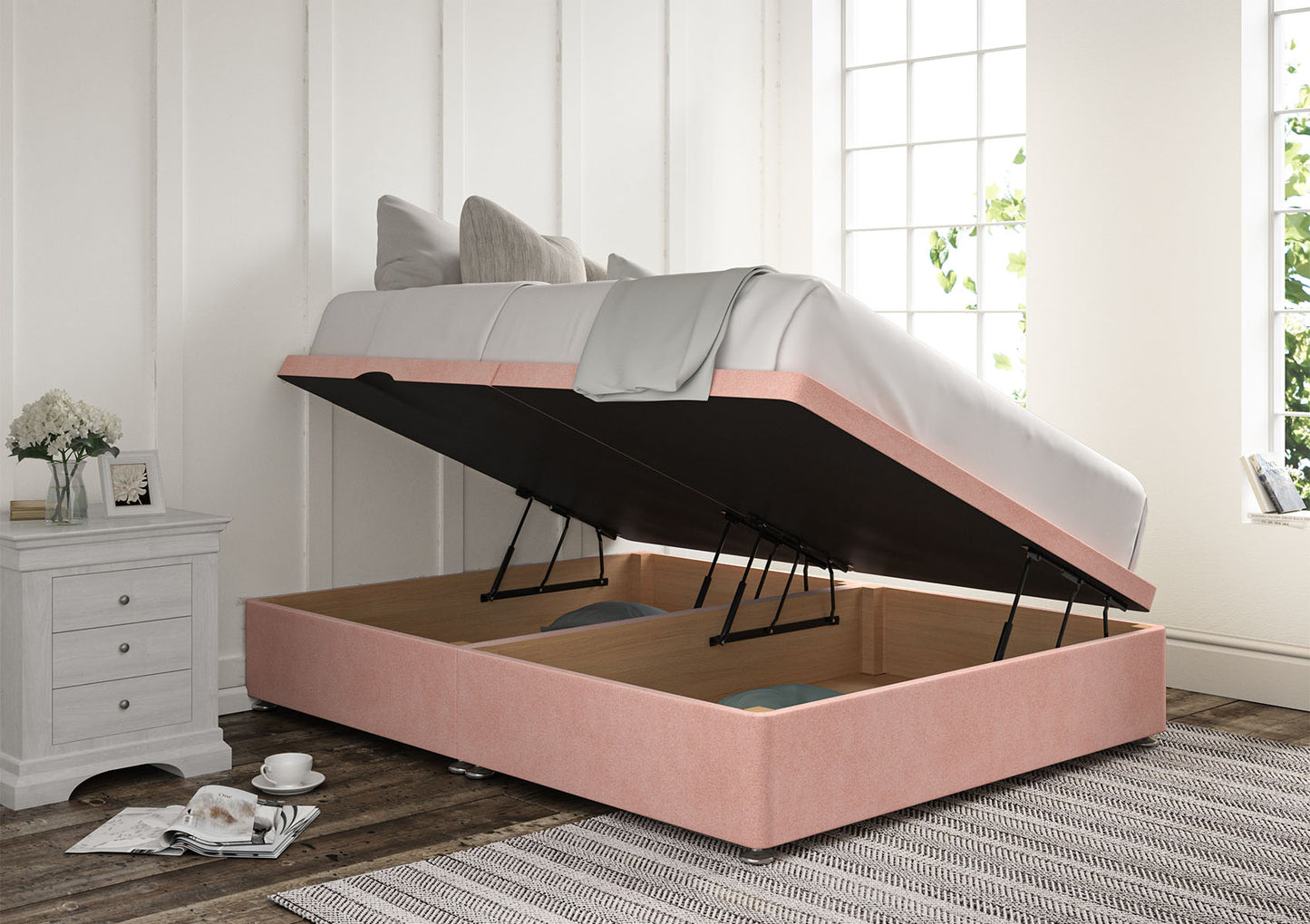 Ottoman Side Lift Upholstered Base Only Bed time4sleepadmin