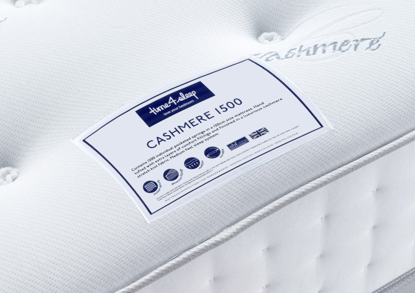 Sleep Sanctuary Cashmere 1500 Pocket Sprung Mattress - Mattress - Time4Sleep