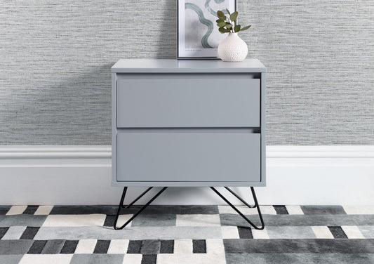 Sofia 2 Drawer Harbour Mist Bedside With Black Feet Furniture Time4Sleep