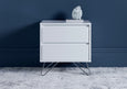 Sofia 2 Drawer White Bedside With Stainless Steel Feet Furniture Time4Sleep