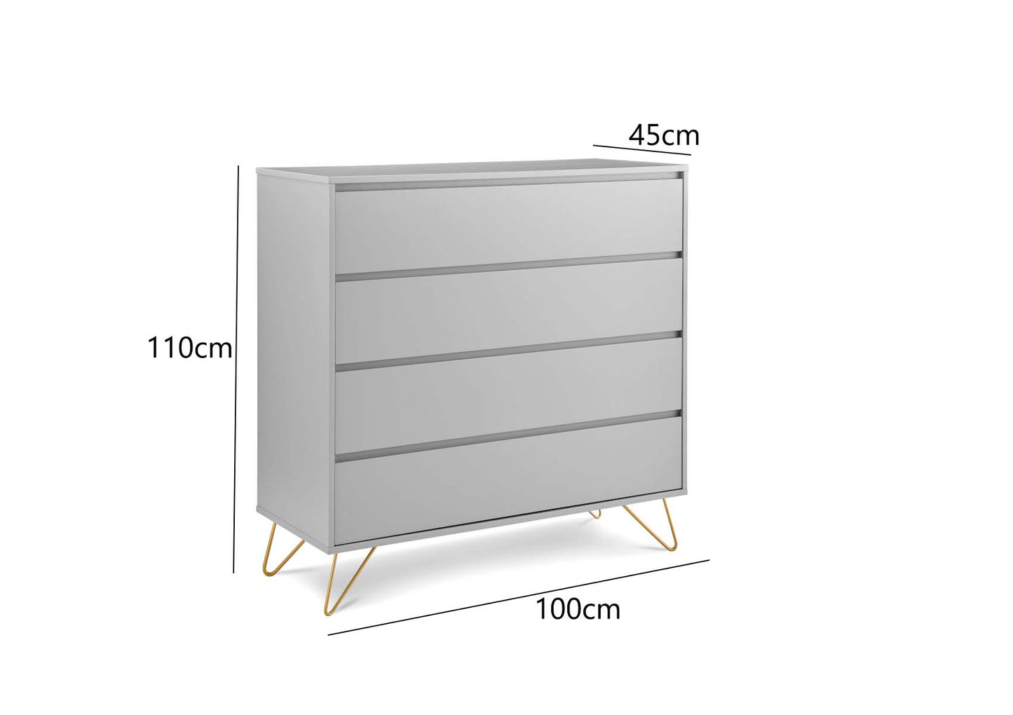 Sofia 4 Drawer Harbour Mist Chest With Brass Steel Feet Furniture Time4Sleep