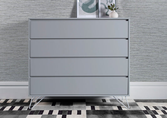 Sofia 4 Drawer Harbour Mist Chest With White Feet Furniture Time4Sleep