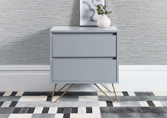 Sofia 2 Drawer Harbour Mist Bedside With Brass Steel Feet Furniture time4sleepadmin