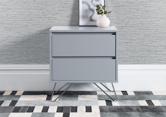 Sofia 2 Drawer Harbour Mist Bedside With Stainless Steel Feet Furniture time4sleepadmin