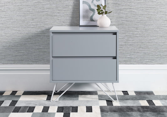 Sofia 2 Drawer Harbour Mist Bedside With White Feet Furniture time4sleepadmin