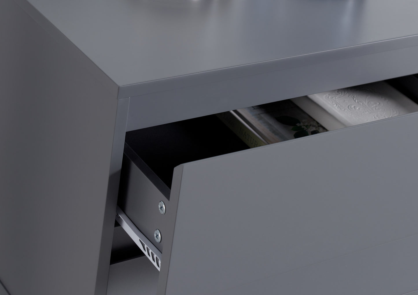 PLATFORM Pair Sofia 2 Drawer Steel Grey Bedside With Pink Copper Feet Furniture time4sleepadmin