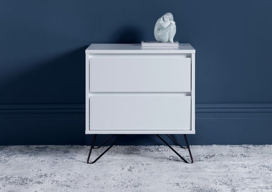 Sofia 2 Drawer White Bedside With Black Feet Furniture time4sleepadmin