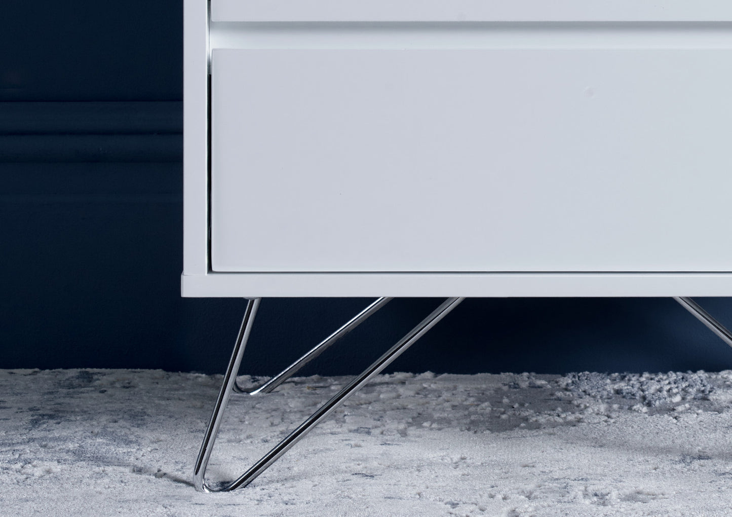 PLATFORM Pair Sofia 2 Drawer White Bedside With Stainless Steel Feet Furniture time4sleepadmin