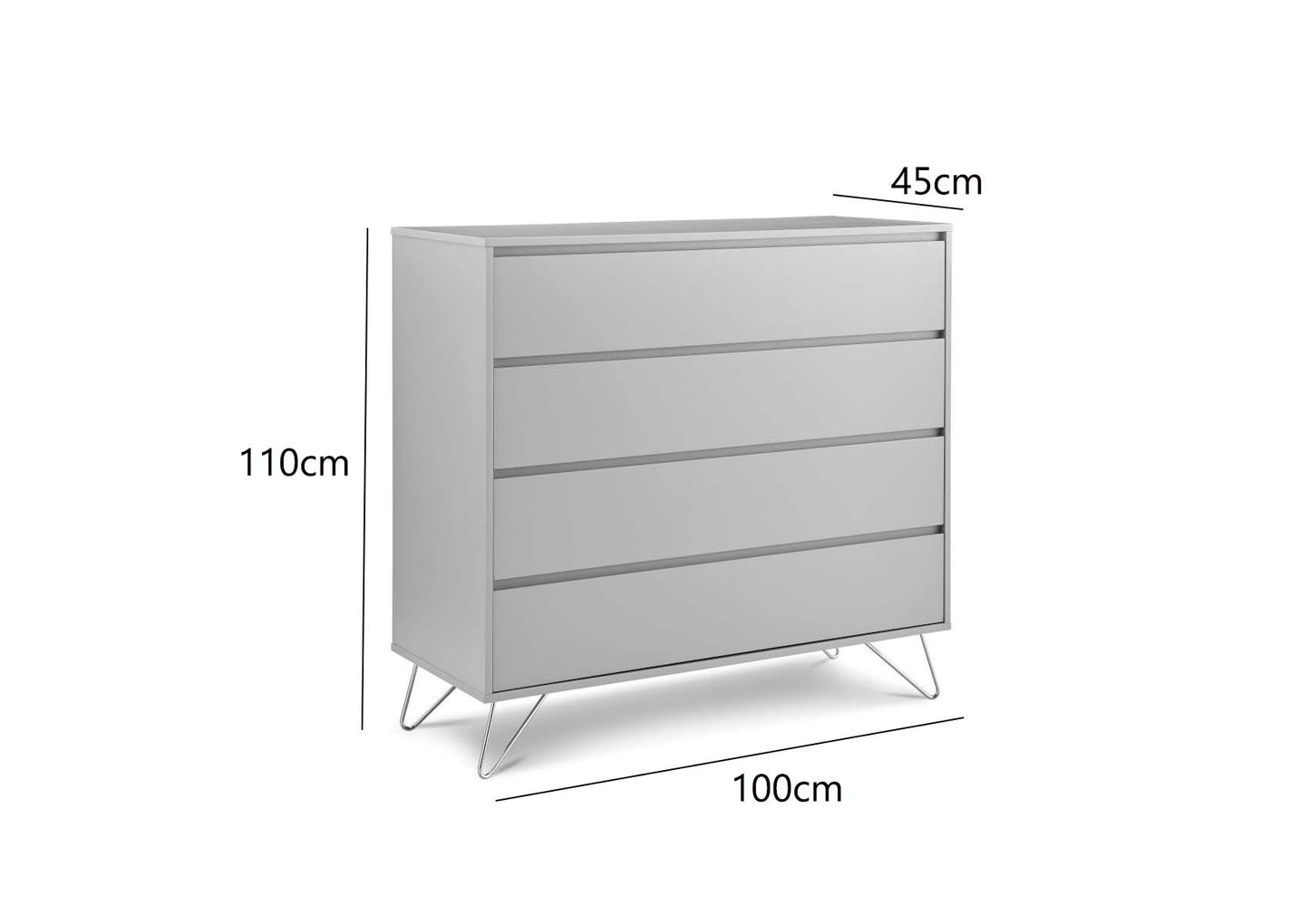 Sofia 4 Drawer Harbour Mist Chest With Stainless Steel Feet Furniture time4sleepadmin