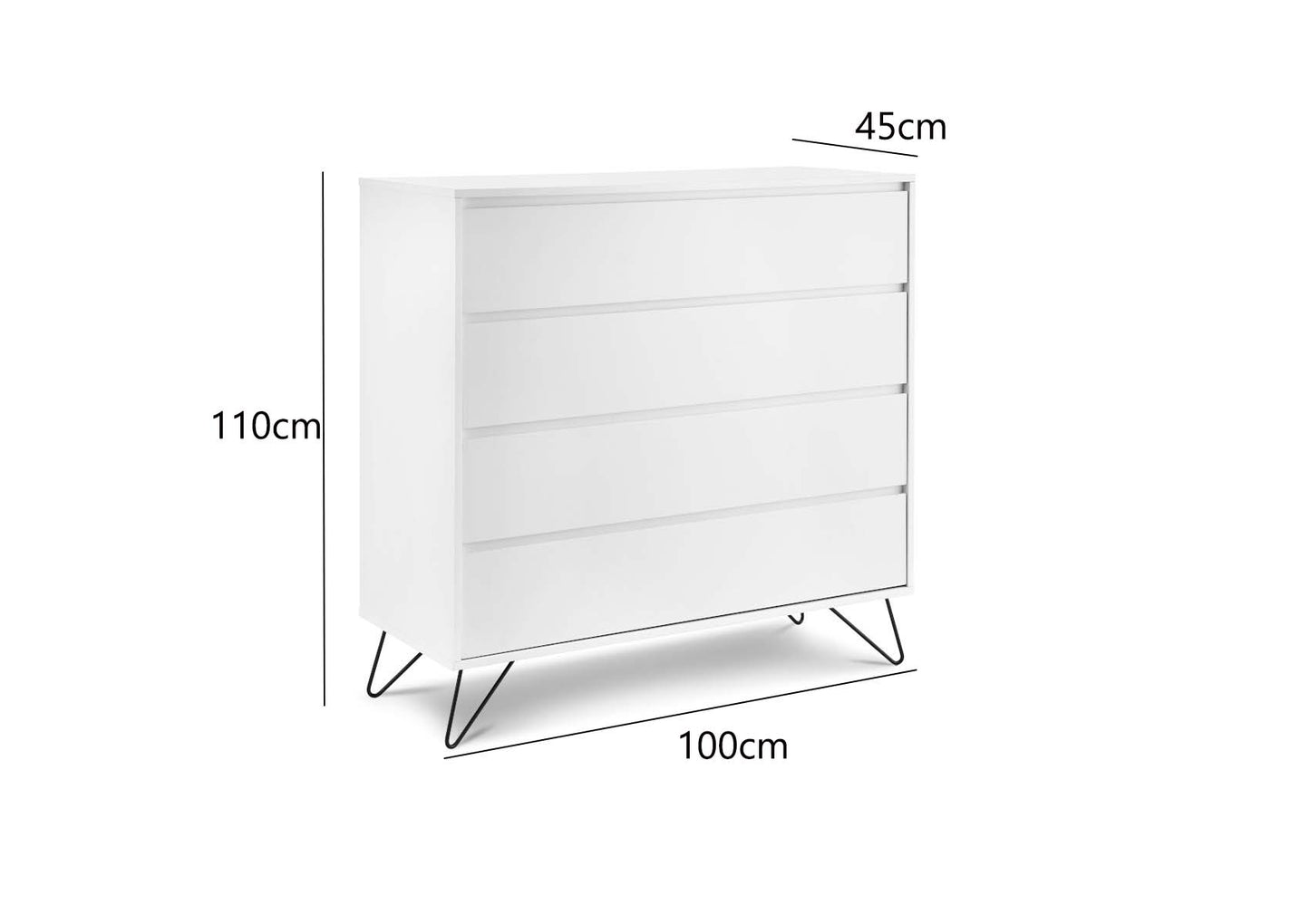 Sofia 4 Drawer White Chest With Black Feet Furniture time4sleepadmin