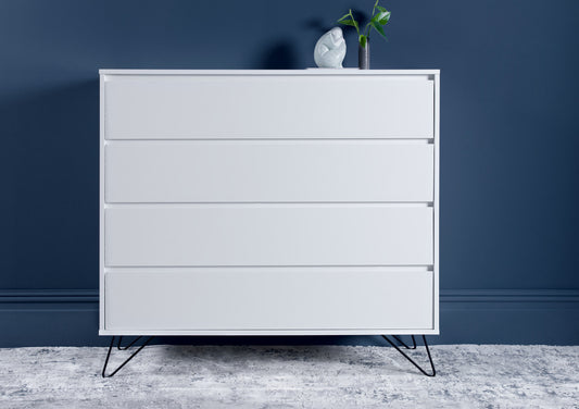 Sofia 4 Drawer White Chest With Black Feet Furniture time4sleepadmin
