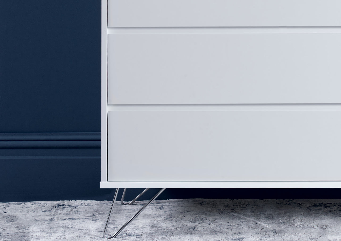 Sofia 4 Drawer White Chest With Stainless Steel Feet Furniture time4sleepadmin