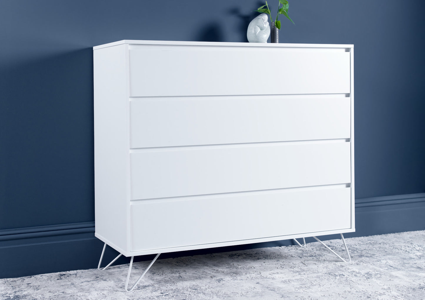 Sofia 4 Drawer White Chest With White Feet Furniture time4sleepadmin