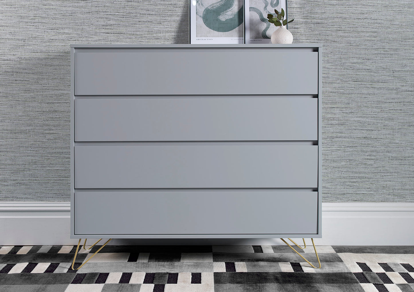 Sofia 4 Drawer Harbour Mist Chest With Brass Steel Feet Furniture time4sleepadmin