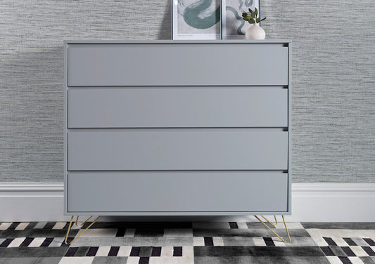 Sofia 4 Drawer Harbour Mist Chest With Brass Steel Feet Furniture time4sleepadmin