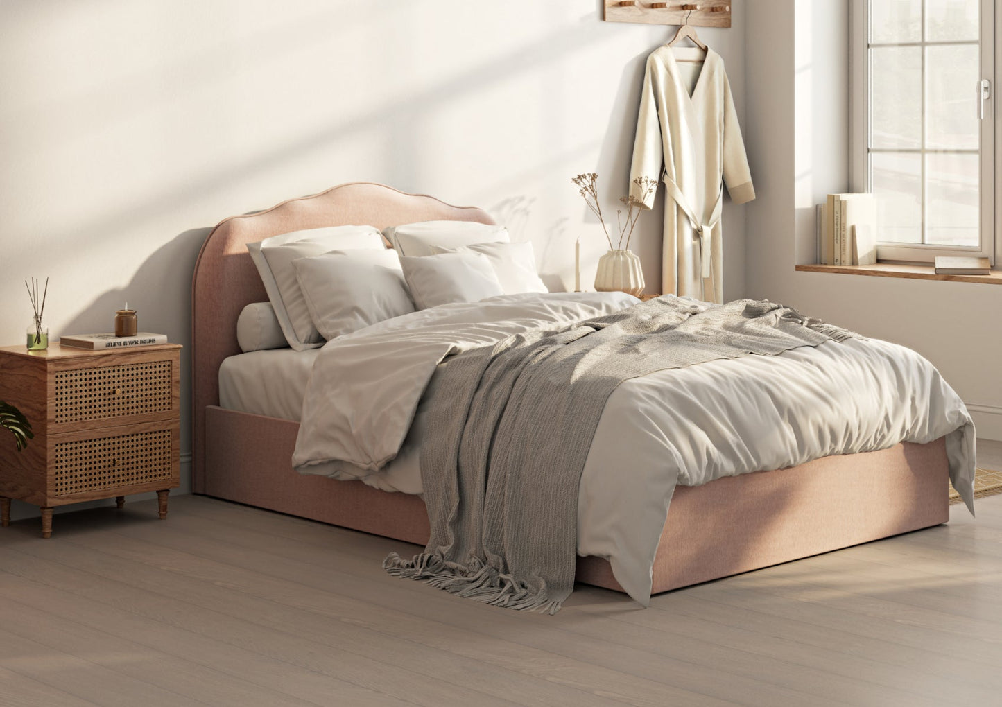 Sophia Pink Ottoman Bed Frame Bed Importas Double