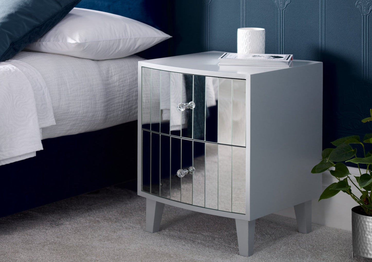Sorrento 2 Drawer Mirror Bedside Furniture Time4Sleep