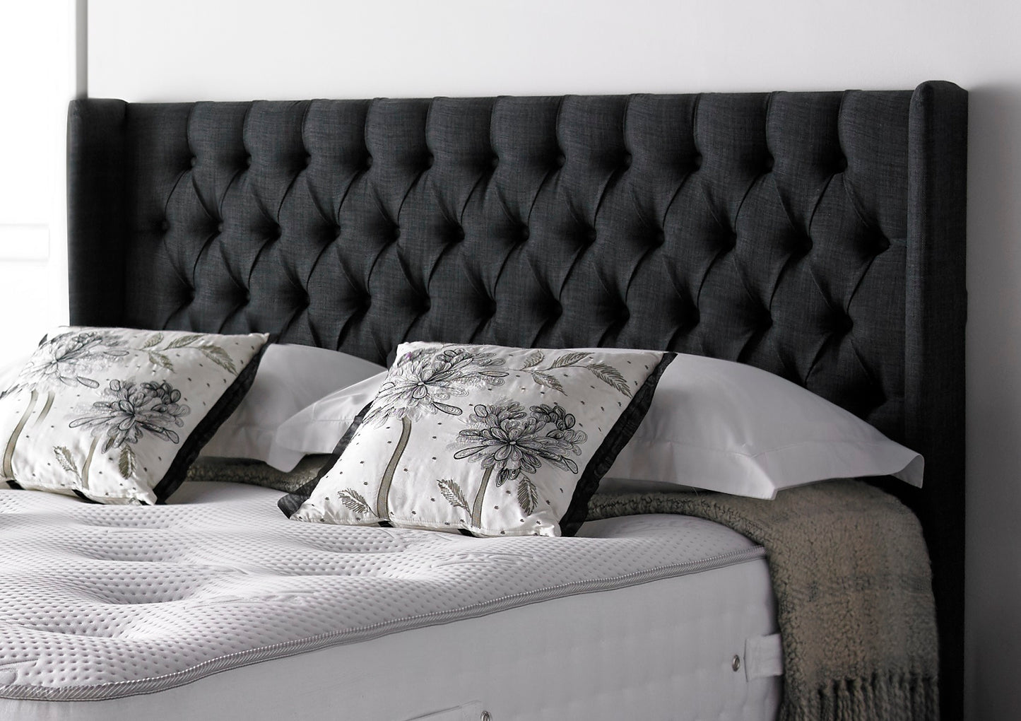 Stocksbridge Winged Upholstered Floor Standing Headboard Furniture time4sleepadmin