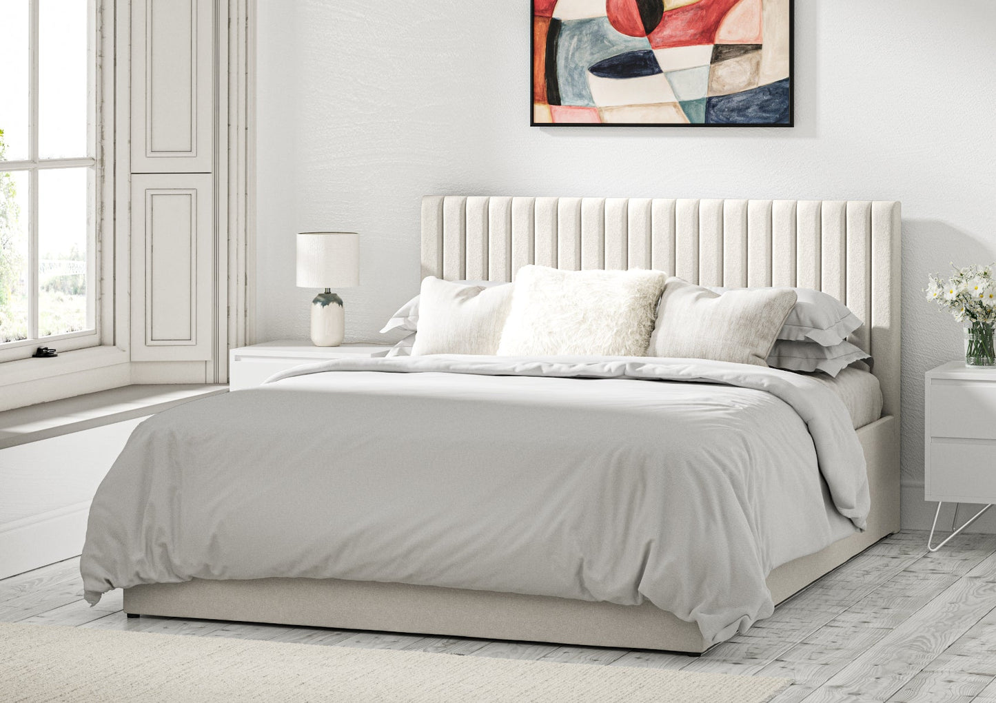 Symphony Classic Arran Natural Upholstered Ottoman Bed Frame Only Bed Time4Sleep Manufacturing Single
