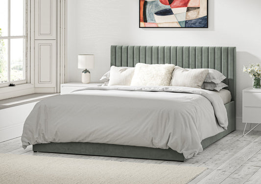 Symphony Classic Hugo Airforce Upholstered Ottoman Bed Frame Only Bed Time4Sleep Manufacturing Single