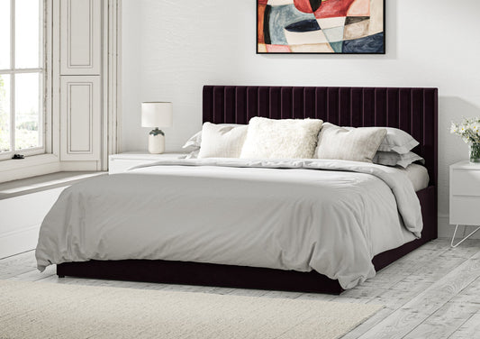 Symphony Classic Hugo Aubergine Upholstered Ottoman Bed Frame Only - Bed - Time4Sleep
