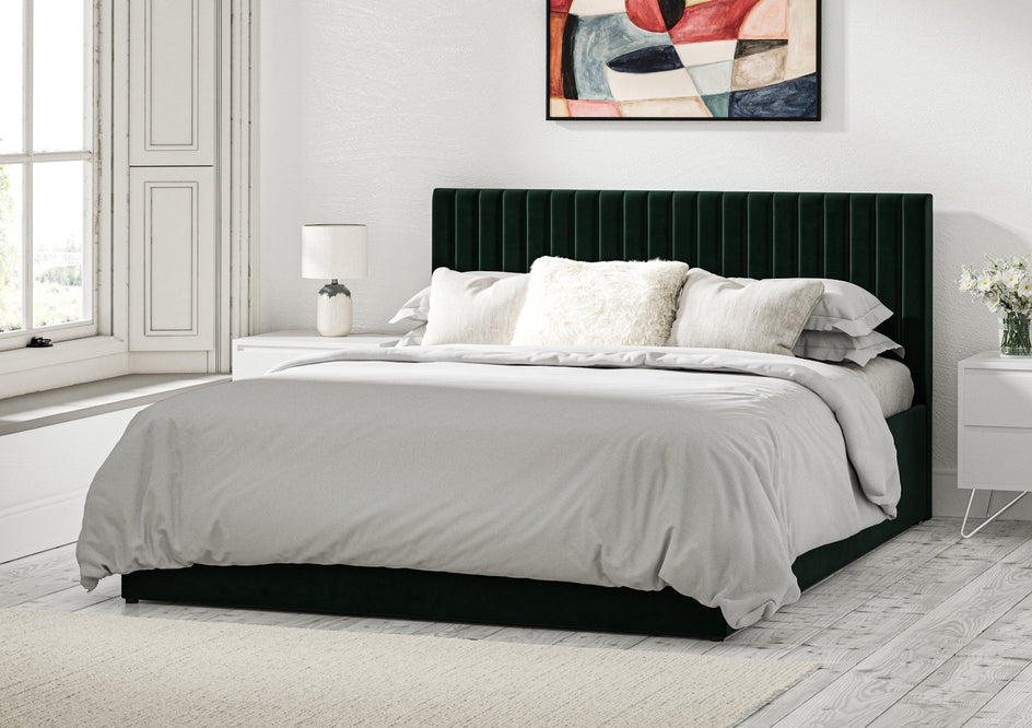 View Symphony Classic Hugo Bottle Green Upholstered Ottoman Bed Frame Only King Time4Sleep information
