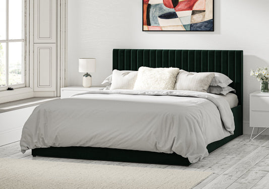 Symphony Classic Hugo Bottle Green Upholstered Ottoman Bed Frame Only - Bed - Time4Sleep