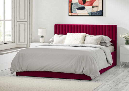Symphony Classic Hugo Cerise Upholstered Ottoman Bed Frame Only Bed Time4Sleep Manufacturing Single