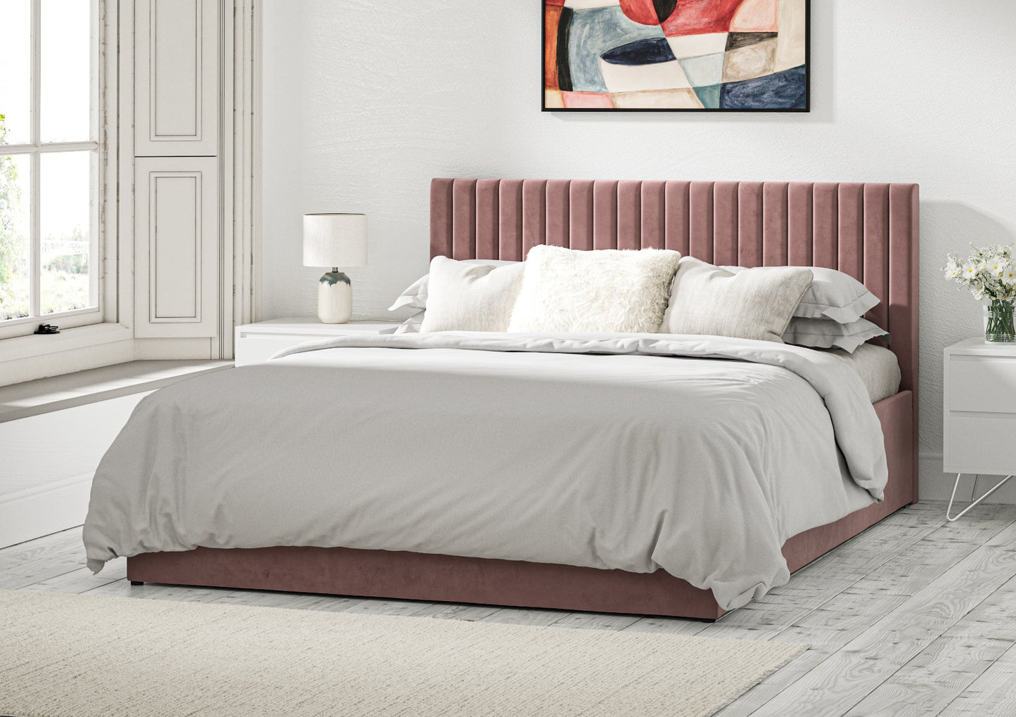 Symphony Classic Hugo Heather Upholstered Ottoman Bed Frame Only Bed Time4Sleep Manufacturing Single
