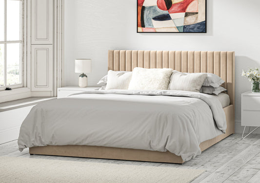 Symphony Classic Hugo Latte Upholstered Ottoman Bed Frame Only - Bed - Time4Sleep