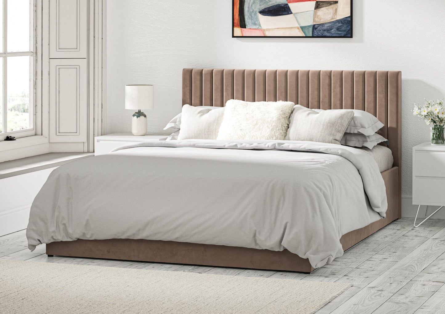 Symphony Classic Hugo Linen Upholstered Ottoman Bed Frame Only Bed Time4Sleep Manufacturing Single