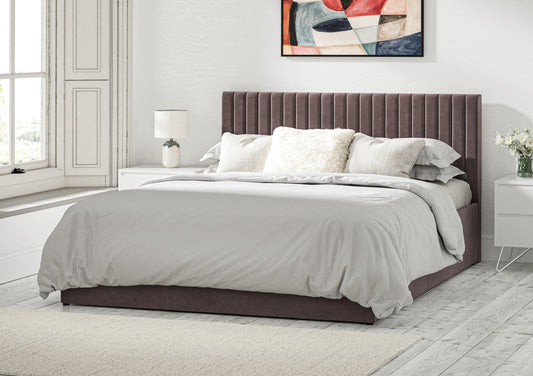 Symphony Classic Hugo Nickel Upholstered Ottoman Bed Frame Only - Bed - Time4Sleep