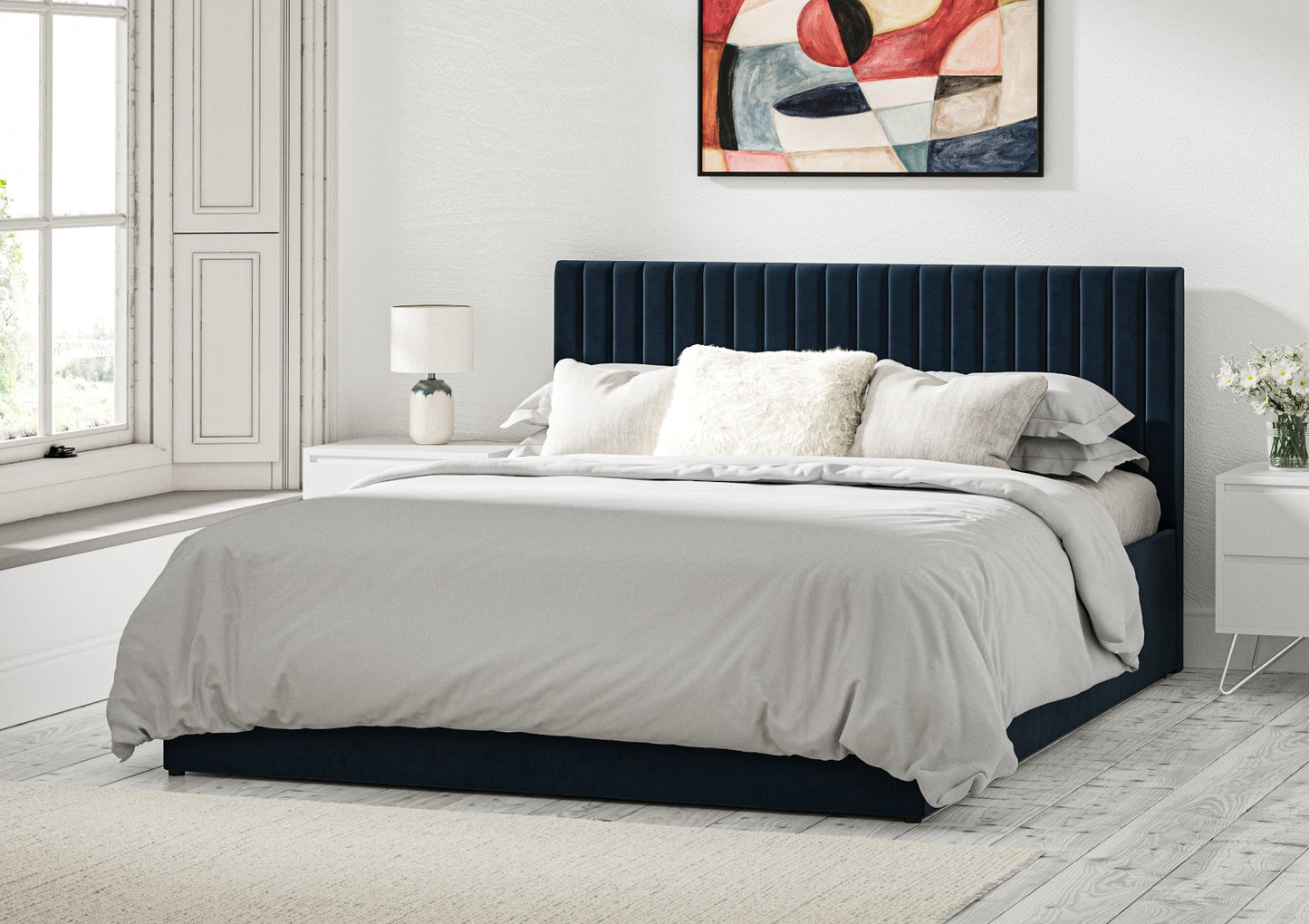 Symphony Classic Upholstered Ottoman Bed Frame Only Bed Time4Sleep Manufacturing Single Hugo Petrol