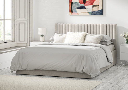 Symphony Classic Hugo Platinum Upholstered Ottoman Bed Frame Only - Bed - Time4Sleep