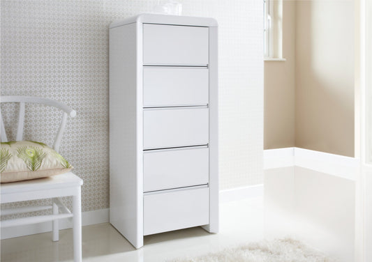 Ice High Gloss Tallboy - White Furniture time4sleepadmin