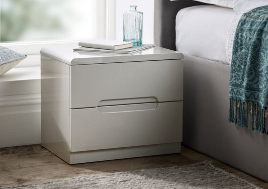Julian Bowen Manhattan Taupe 2 Drawer Bedside Table Furniture time4sleepadmin