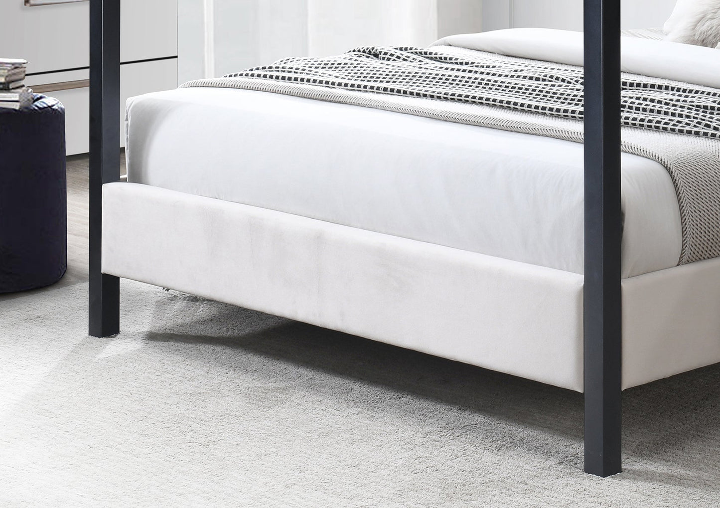 Tiffany Upholstered Natural Beige Double Bed With Metal Frame - Bed - Time4Sleep