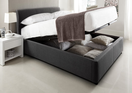 Serenity Upholstered Ottoman Storage Bed - New Grey Bed time4sleepadmin