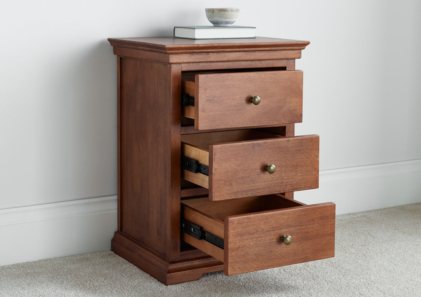 Toulon Mahogany 3 Drawer Bedside Furniture time4sleepadmin