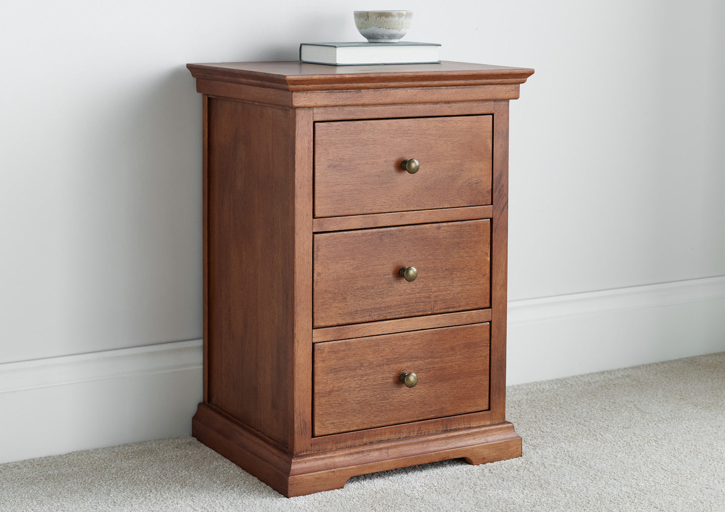 Toulon Mahogany 3 Drawer Bedside Furniture time4sleepadmin