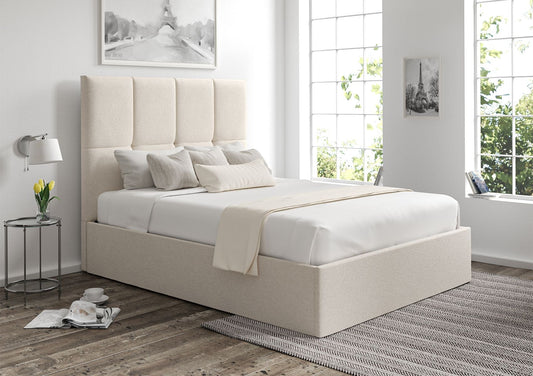 Turin Boucle Ivory Upholstered Ottoman Bed Frame Only Bed Time4Sleep Double