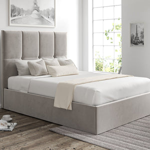 Turin Hugo Platinum Upholstered Ottoman Bed Frame Only Bed Time4Sleep Double