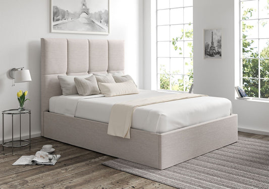 Turin Linea Fog Upholstered Ottoman Bed Frame Only - Bed - Time4Sleep